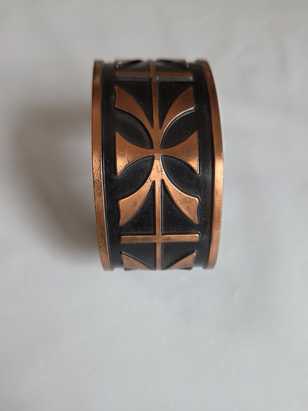 Copper and Black Geometric Cuff Bracelet